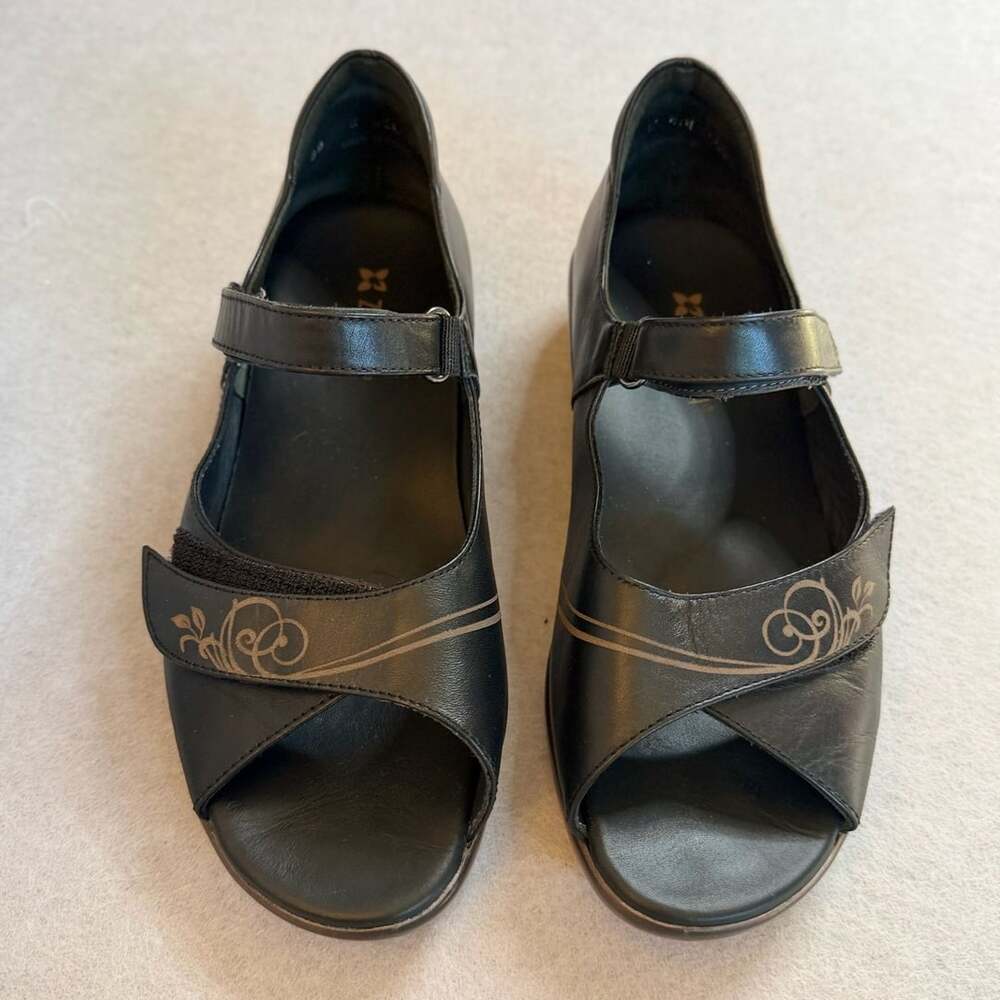 Ziera Disco Women’s Black Leather Mary Jane Sandals EU 39 US 8.5